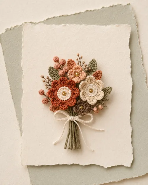 Handmade microcrochet flower bouquet