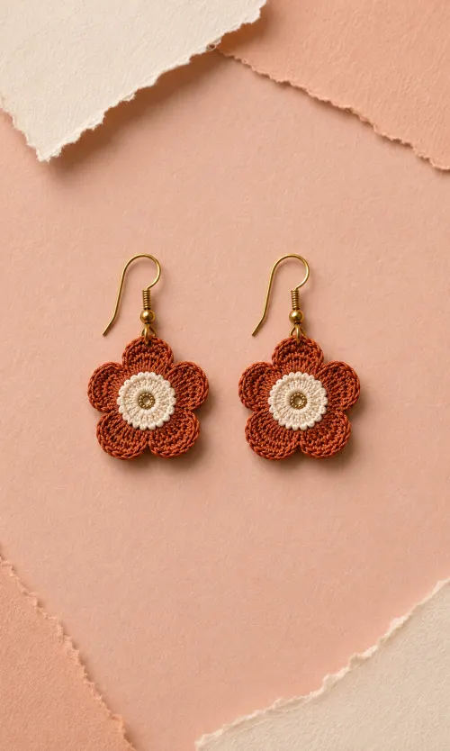 Handmade microcrochet flower earrings